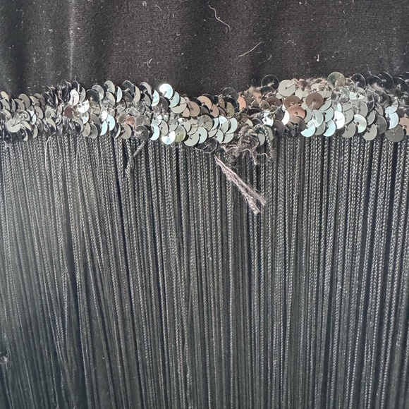 Dansco Dance Costume Black Velvet Blue Sparkle Tassel Skirt Womens Small Medium - Picture 7 of 9